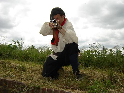 A Sheppey Pirate firing his musket